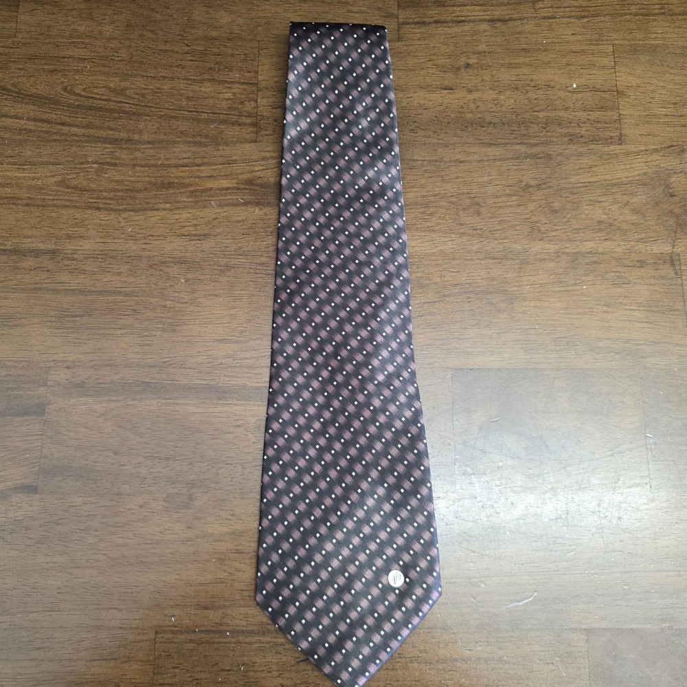 Versace Classic V2 Silk Tie Mens One Size Brown Geometric 100% Silk